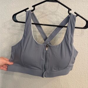 Slate Blue Women's Zip-Front Sports Bra